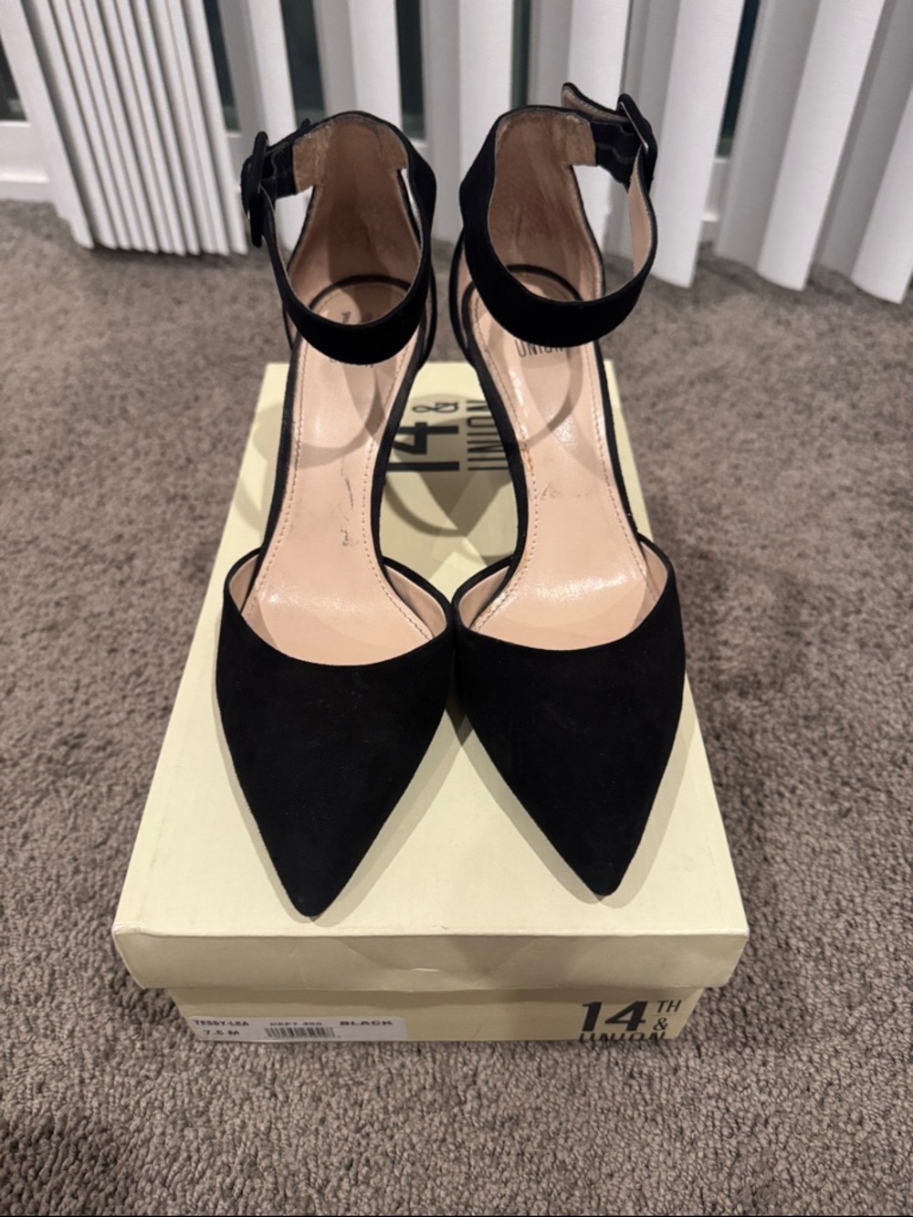 14th & Union Black Ankle-Strap Pointed-Toe Pumps - Women
